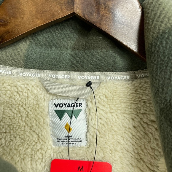 NEW Voyager Men's Size M Plaid Sherpa Lined Fleece Jacket Green - Picture 4 of 8